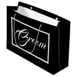 Elegant Black Groom Large Gift Bag