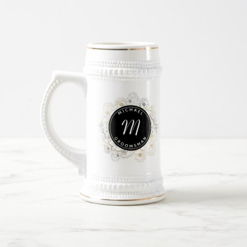 Elegant Black Groomsmen Beer Stein