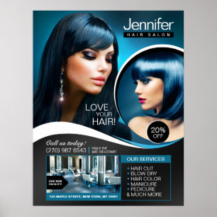 Elegant Black Hair Salon Poster