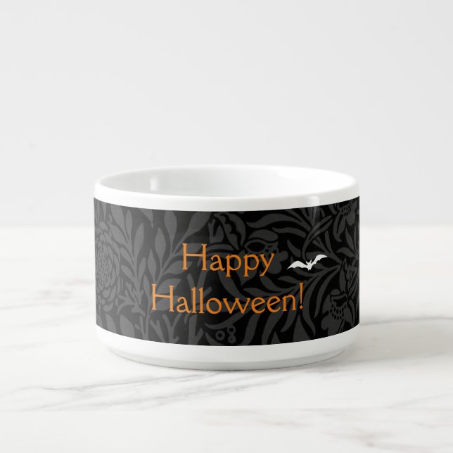 Elegant Black Halloween Floral Bowl (Center)