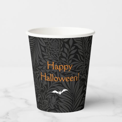 Elegant Black Halloween Floral Paper Cups