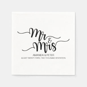 ELEGANT BLACK HANDWRITTEN LOVE WEDDING PAPER NAPKI NAPKINS