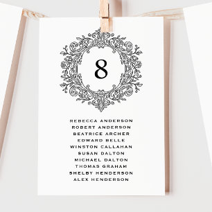 Elegant Black Heirloom Crest Wedding Seating Card