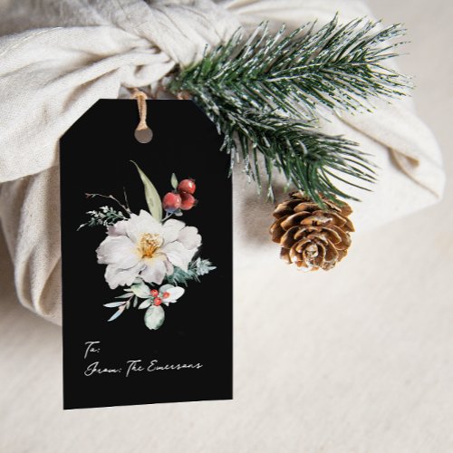 Elegant Black Holiday Gift Tags