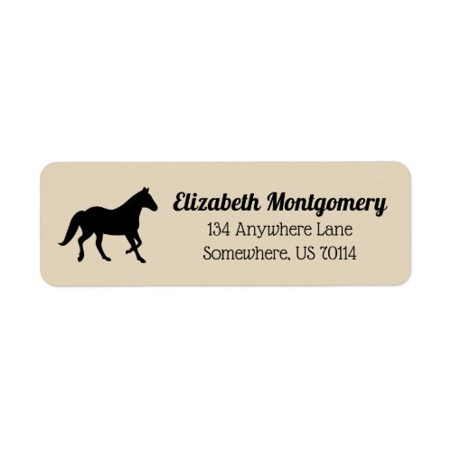 Elegant Black Horse Silhouette  Personalized Label