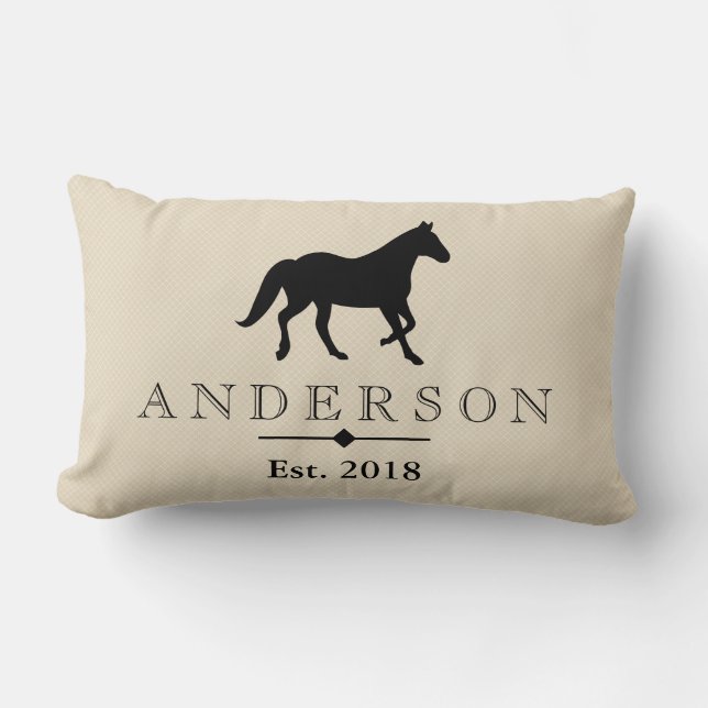 Elegant Black Horse Silhouette | Personalized Lumbar Pillow (Front)