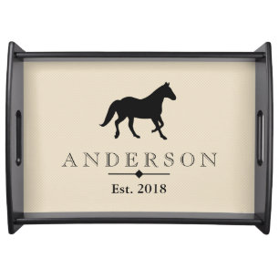 Elegant Black Horse Silhouette   Personalized Serving Tray