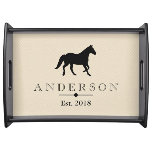 Elegant Black Horse Silhouette  Personalized Serving Tray