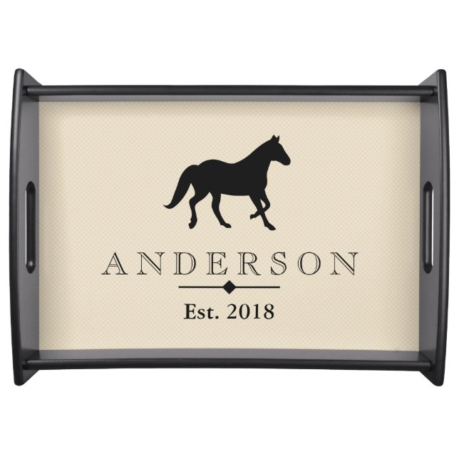 Elegant Black Horse Silhouette | Personalized Serving Tray (Front)