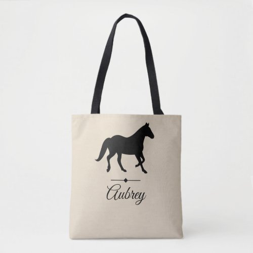 Elegant Black Horse Silhouette  Personalized Tote Bag