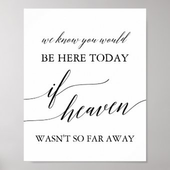 Elegant Black If Heaven Wasn't So Far Away Poster | Zazzle