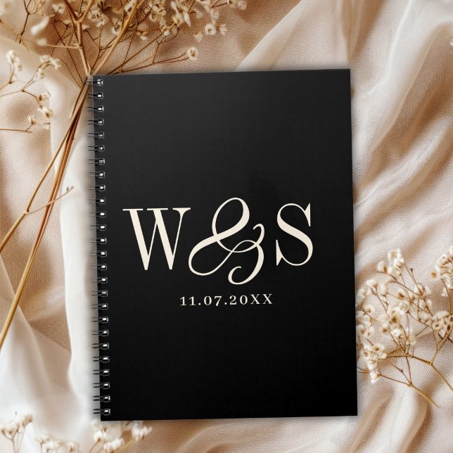 Elegant black initial wedding couples notebook (Creator Uploaded)