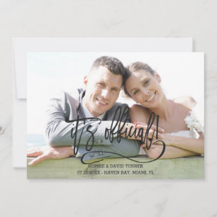 Elegant Black It's official Calligraphy Wedding Announcement