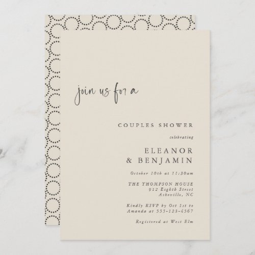 Elegant Black Ivory Mid_Century Mod Couples Shower Invitation