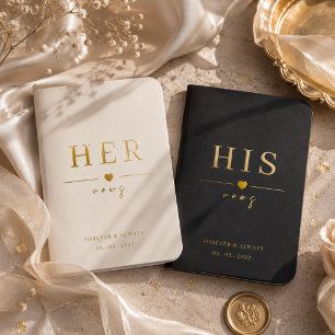 Elegant Black & Ivory Wedding Foil Vow Books