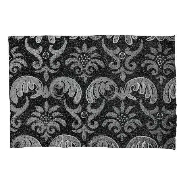 ELEGANT BLACK JACQUARD PRINT Throw Pillow Case (Front)
