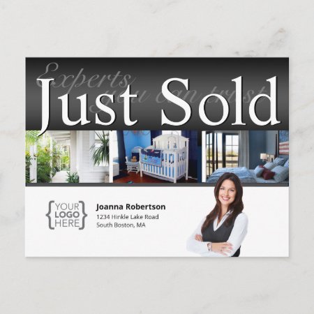 Elegant Black Just Sold Real Estate Template Postcard