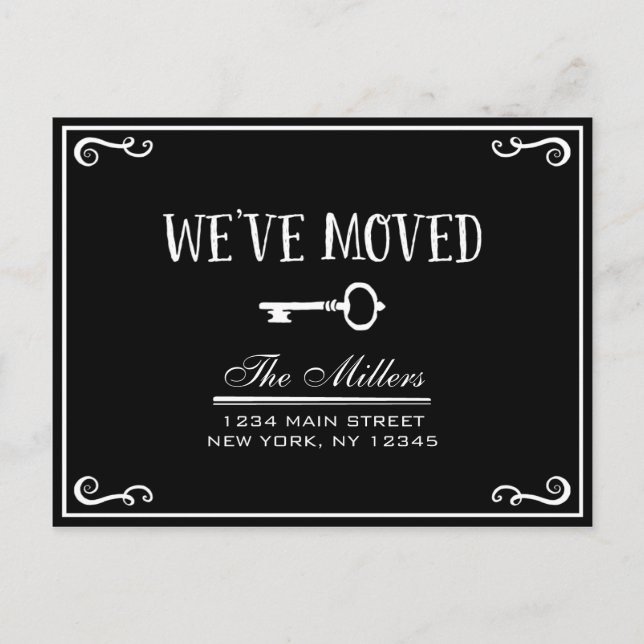 Elegant Black Key Moving Announcement (Front)