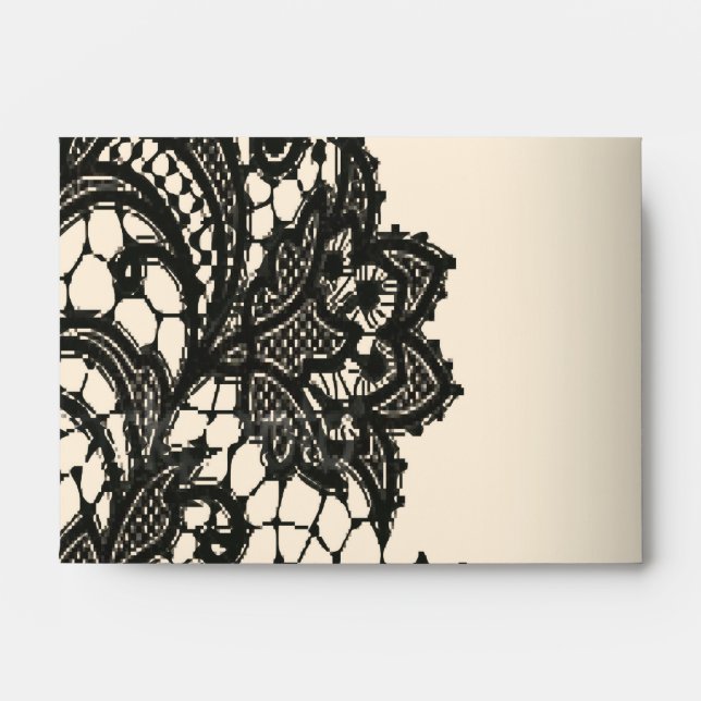 elegant black Lace beige vintage wedding Envelope (Front)