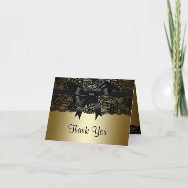 Elegant Black Lace Black and Gold Thank You (Front)