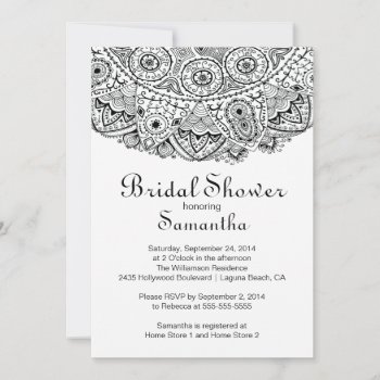 Elegant Black Lace Bridal Shower Invitation by invitationstop at Zazzle