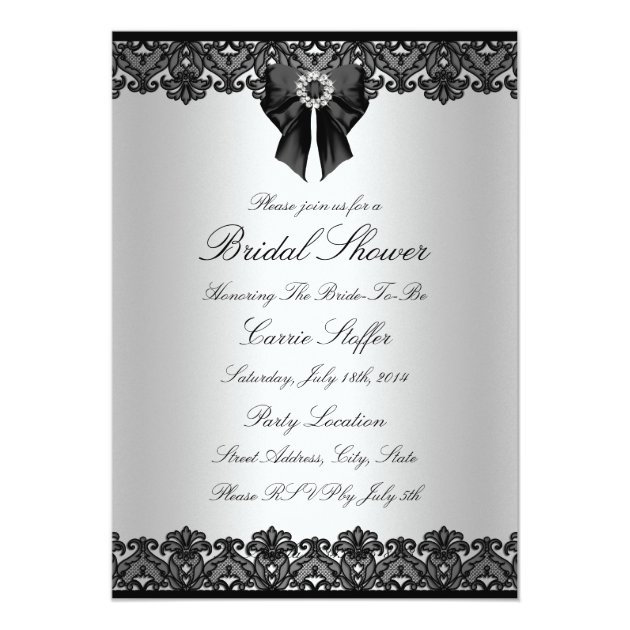 Elegant Black Lace Bridal Shower Invite
