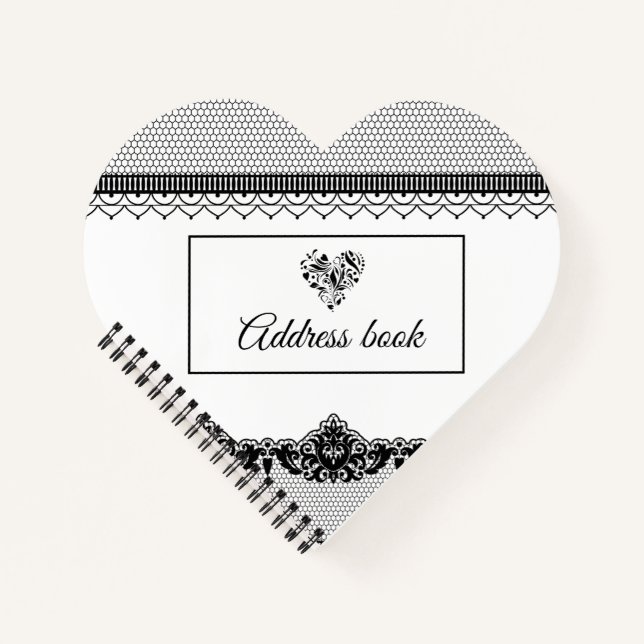 Elegant Black Lace Brides Wedding Address Book (Front)