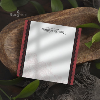 Elegant Black Lace Deep Red Square Stationery Card