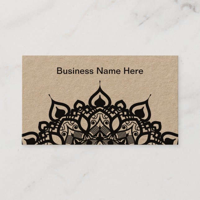 Elegant Black Lace Graphic Business Cards (Front)
