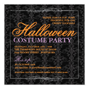 Elegant Black Lace Halloween Costume Party Card