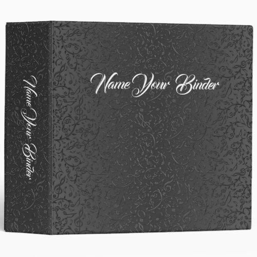 Elegant Black Lace Music Notes Pattern Binder