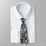 Elegant Black Lace On White Neck Tie<br><div class="desc">Elegant black lace pattern on a white background.
The background color can be changed.</div>