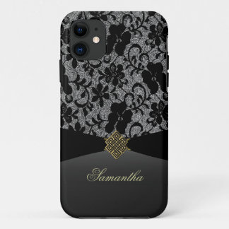 Elegant Black Lace Personalized iPhone Case