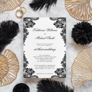 Elegant Black Lace Wedding Invitations