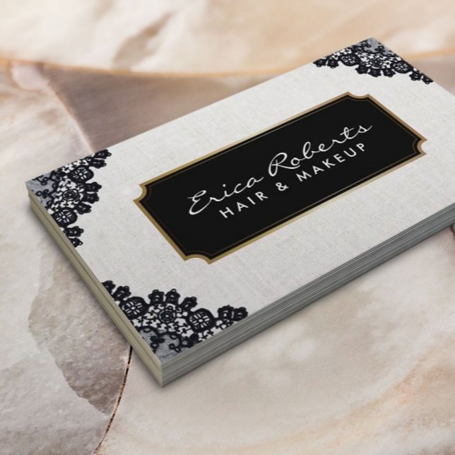 Elegant Black Laced Vintage Beauty Salon Business Card (Creator Uploaded)