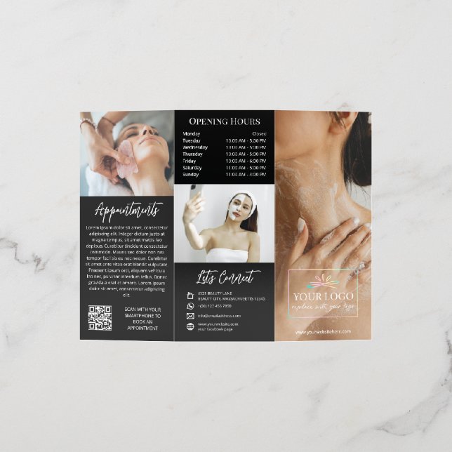 Elegant Black Large Cover Photo Beauty Spa Brochure (Outside)