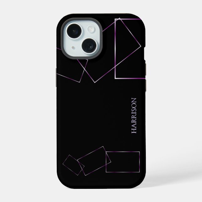 Elegant Black Lavender Geometric Frame Custom  Iphone Case (Back)