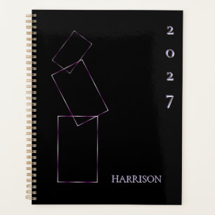 Elegant Black Lavender Geometric Frame Custom Plan Planner