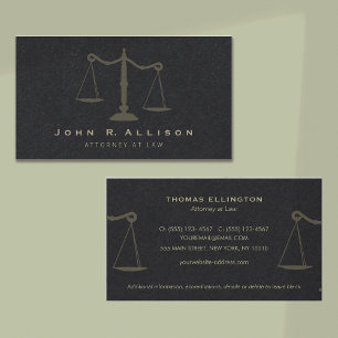 Elegant Black Lawyer Unbalanced Scales of Justice  Business Card