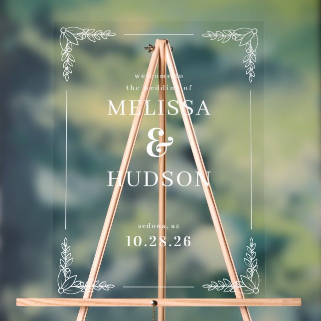 Elegant Black Leaf Wedding Sign (Neutral)