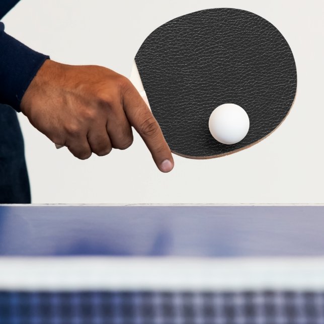 Elegant Black Leather Finish Texture Ping Pong Paddle (Insitu)