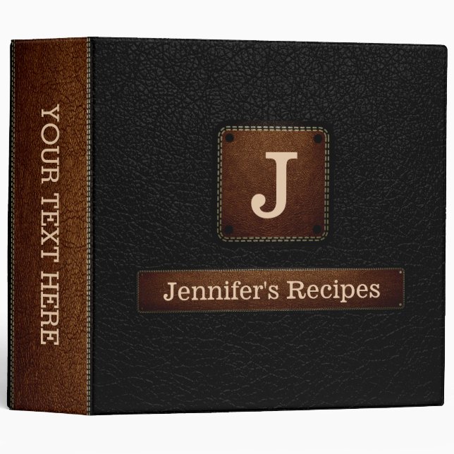 Elegant Black Leather Look Binder (Front/Spine)