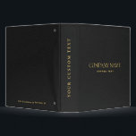 Elegant  Black Leather Look gold text corporate 3 Ring Binder<br><div class="desc">Simple clean and elegant design of a black dark gray texture with fully customizable text in gold classic font.
Masculine and elegant,  Available on many products. 
For help or custom request,  please contact me at citronelladesign@gmail.com</div>