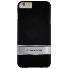 Elegant Black Leather Look with Silver Metal Label