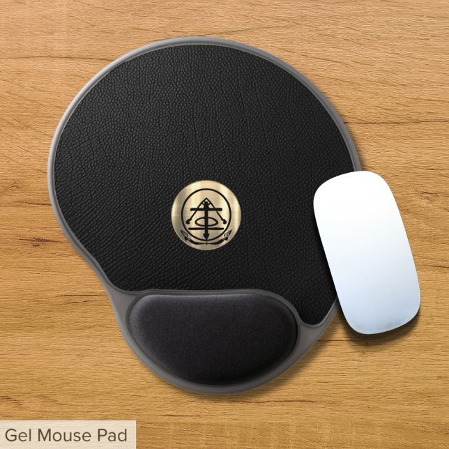 Elegant Black Leather Luxury Custom Gold Logo Gel Mouse Pad (Creator Uploaded)