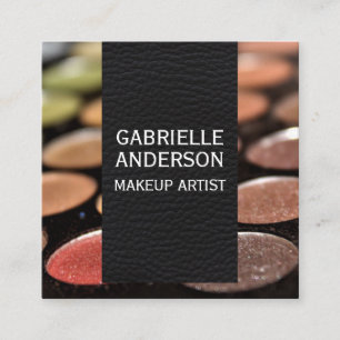 Elegant Black Leather Makeup Palette Square Business Card