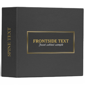 Elegant Black Leather Print Gold Frame 3 Ring Binder