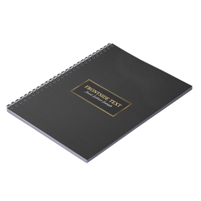 Elegant Black Leather Print Gold Frame Notebook (Left Side)
