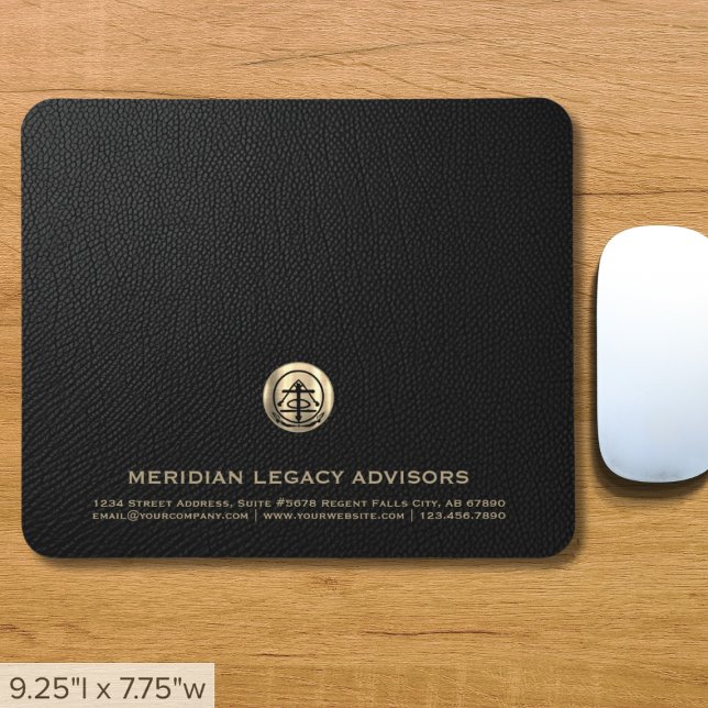 Elegant Black Leather Print Luxury Gold Logo Mouse Pad (Creator Uploaded)