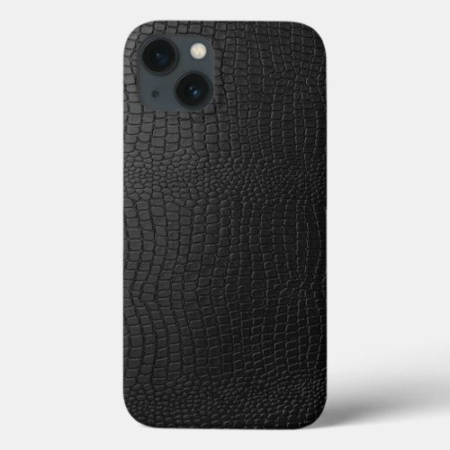 Elegant Black Leather Snakeskin Pattern iPhone 13 Case